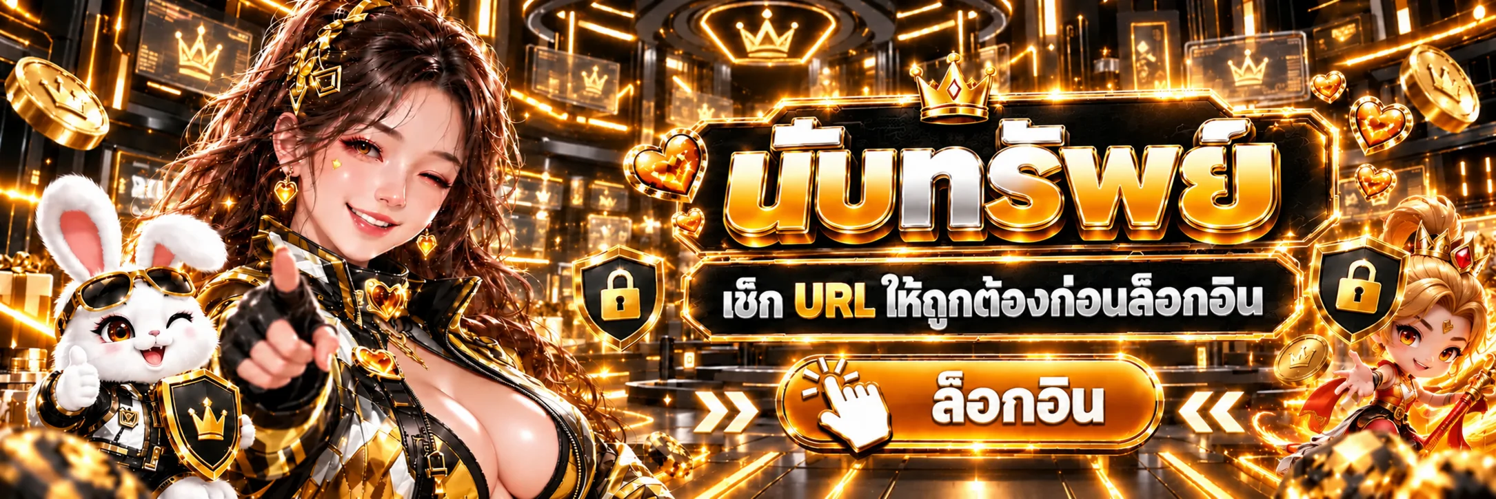 หน้าล็อกอินนับทรัพย์พร้อมคำเตือนตรวจ URL